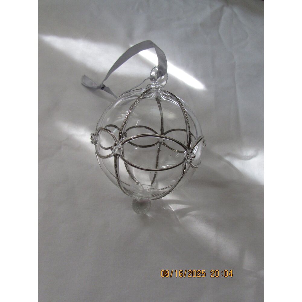 Beautiful glass ornament Christmas silver accents